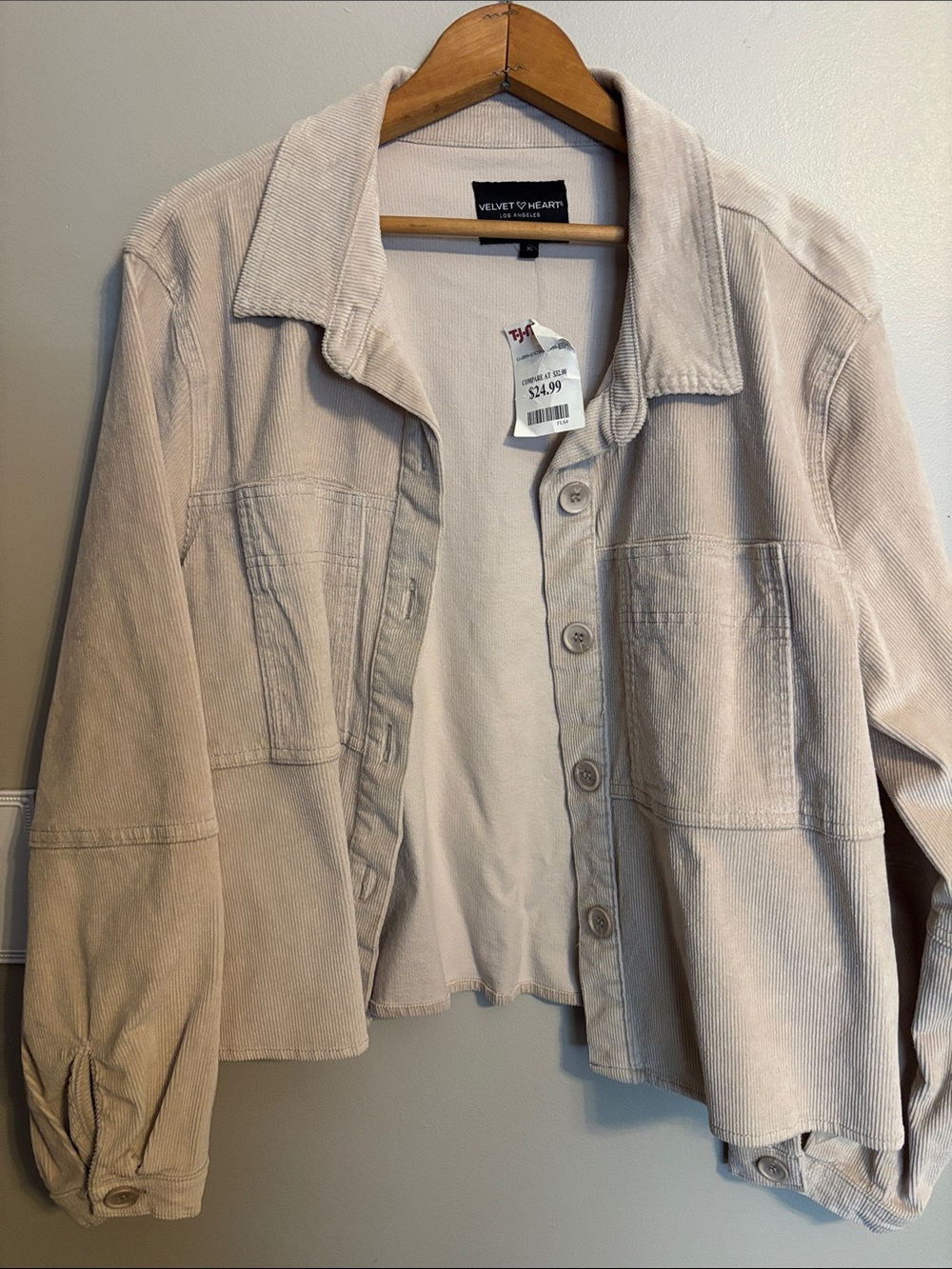 Velvet Heart Light Beige Corduroy Teddy Jacket